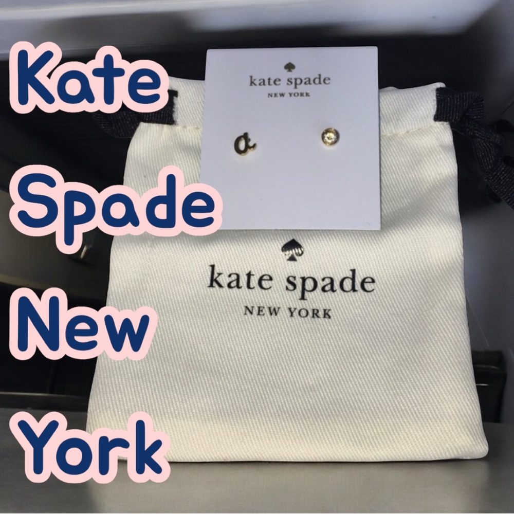 Kate Spade ♠️ New York “a” One In A Million “a” Set Clear/Gold Stud Earrings NWT